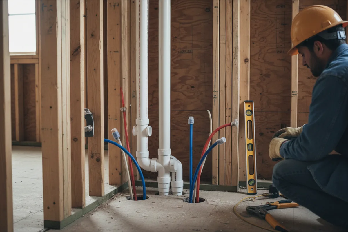 Drain and supply rough-in during Sump Pump Repair in Monterey Park