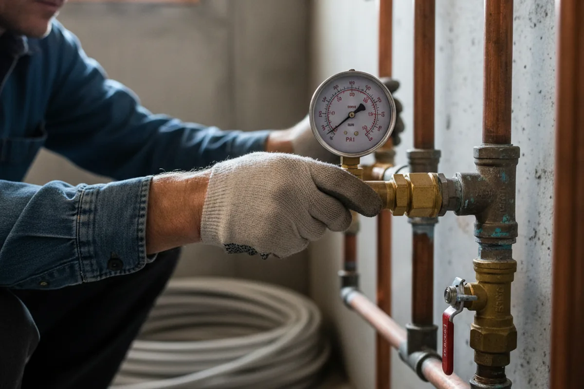 Pressure testing a repaired line during Water Line Repair in Monterey Park